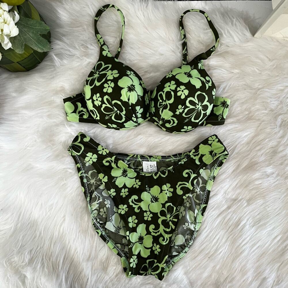 NEW Spiegel Vintage 90s Floral Padded Push Up Cheeky Bikini Swimsuit 5/6 NWOT - Picture 14 of 16